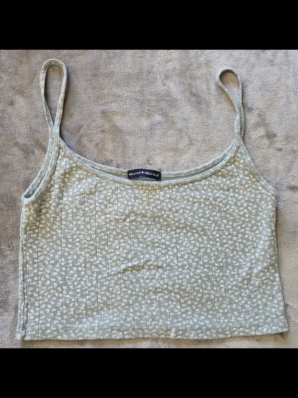 Brandy Melville - Sage Green Floral Ribbed Cami